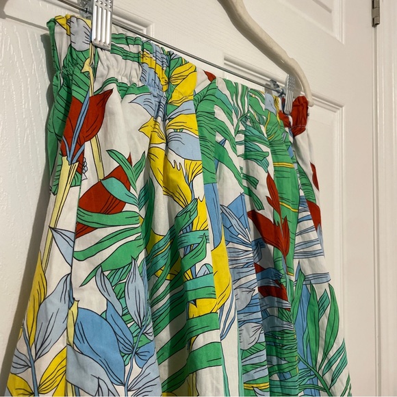 Zara Green Tropical Print Paper Bag A-Line Midi - Picture 4 of 6